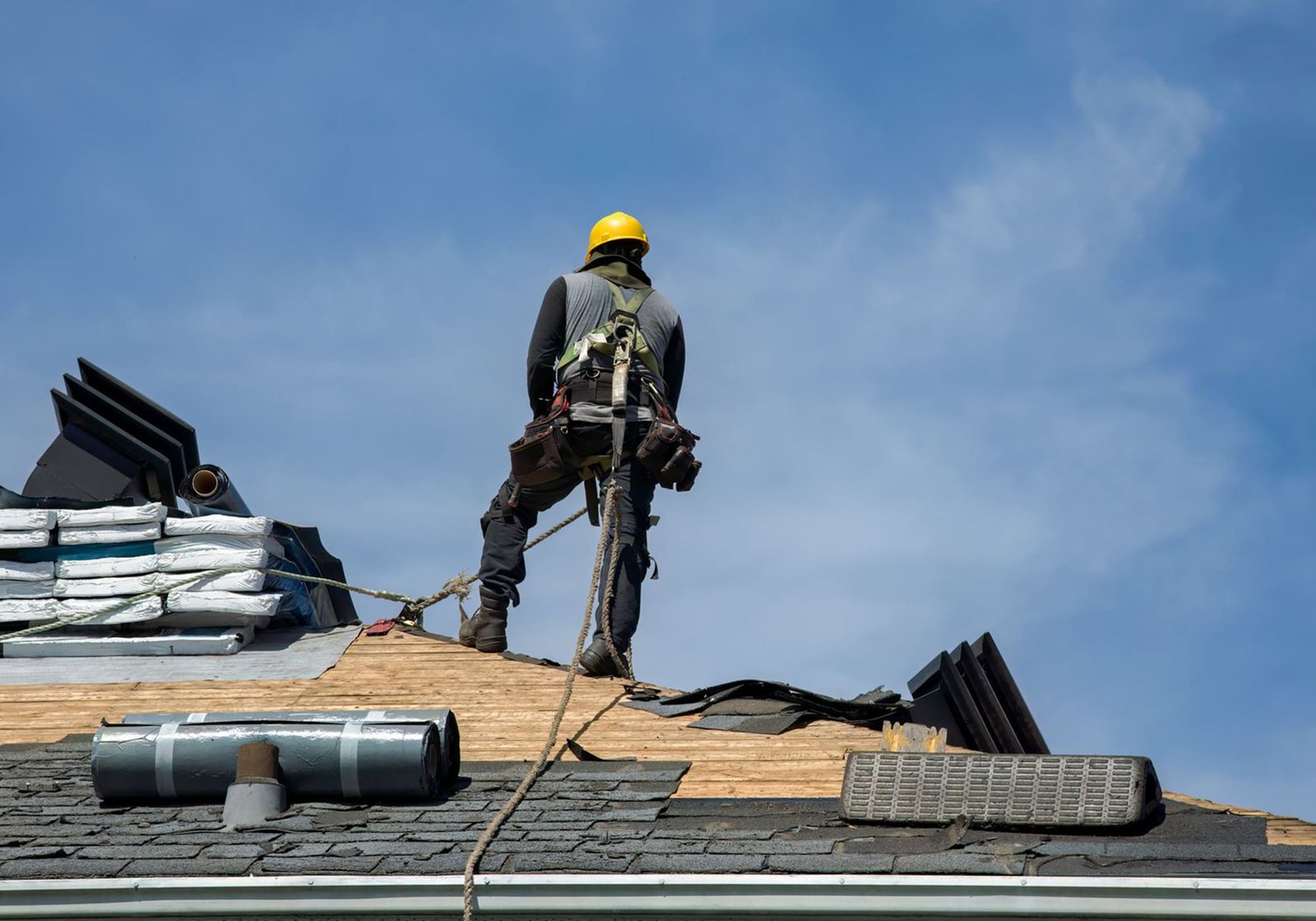 Premium roofing crew working